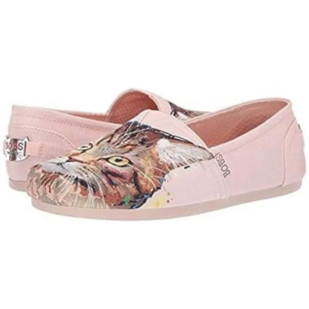 Skechers BOBS Petco Foundation Cats Rule Pink Cat Face Shoes Size 6 NWT RARE